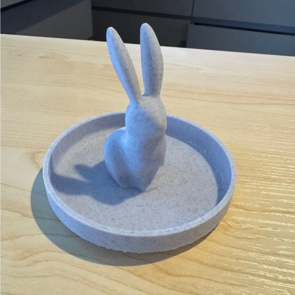 Bunny Rabbit Ring Holder Jewelry Tray‎ Marble Gray